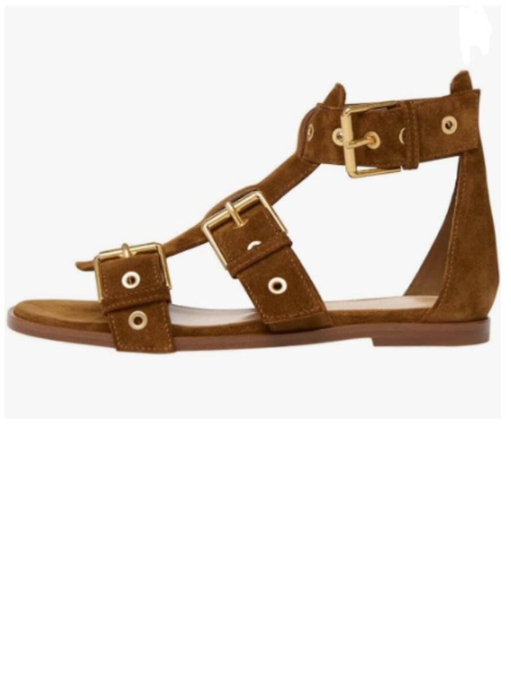 FSJ Brown Open Toe Fisherman Gladiator Flat Sandal Three Buckle Strap Roman Shoe